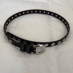 HUSH Black Studded Leather Belt Silver Hardware (Brand New)